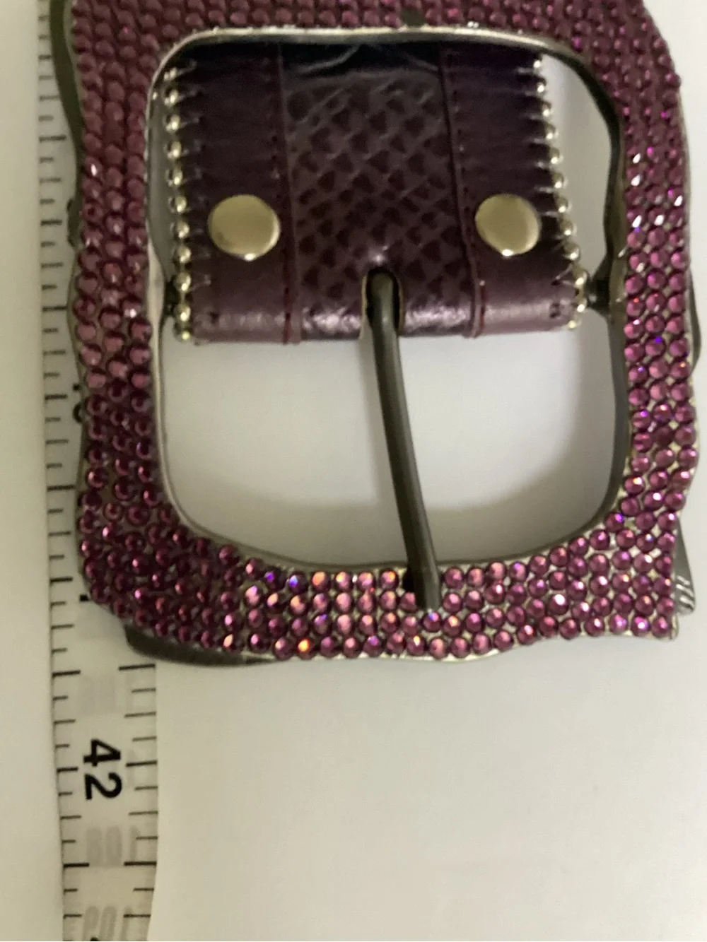 B.B.Simon Crystal Rhinestone Leather Belt Pink Purple Y2K Western Bling Glam